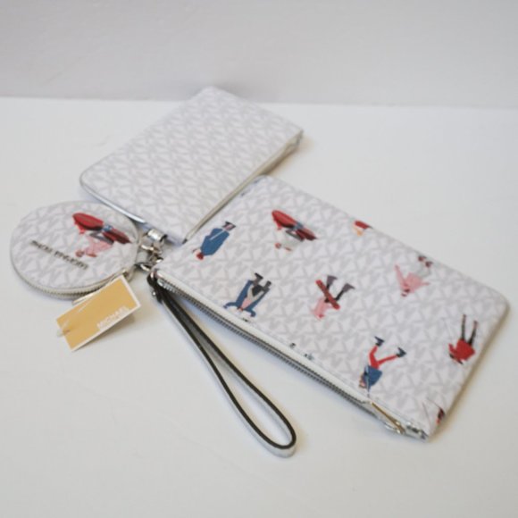 Michael Kors Jet Set Girls JST Ski Multi Wristlet Trio MK Bright White Multi - Picture 6 of 11